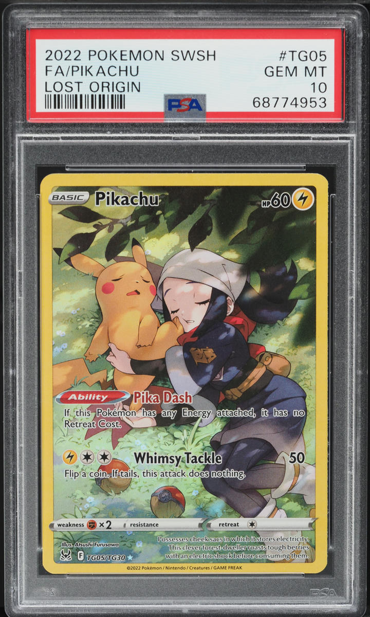 2022 Pokemon Sword & Shield Lost Origin Full Art Pikachu #TG5 PSA