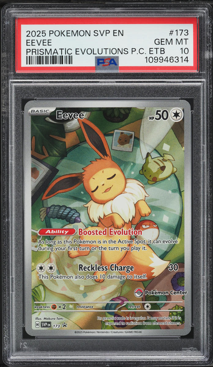 2025 Pokemon Scarlet & Violet Prismatic Evolutions Center ETB Eevee #173 PSA 10 GEM MINT