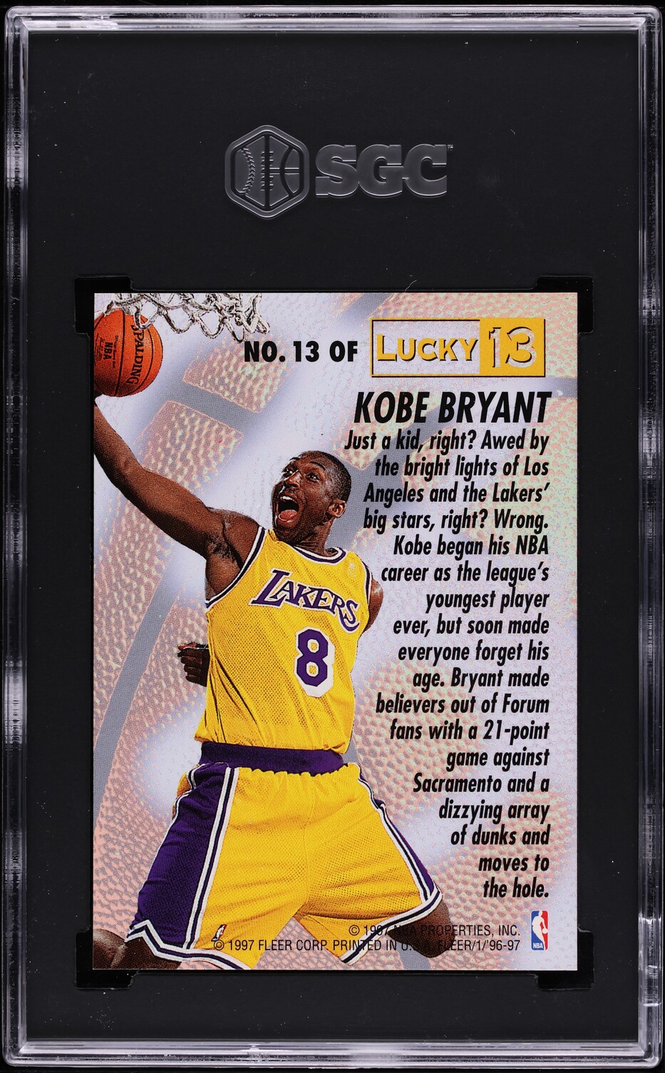 その他 Fleer Kobe Rookie Lucky 13 Redemption 1996-97 Fleer - Prize Lucky 13 Kobe Bryant #13 (RC) for sale