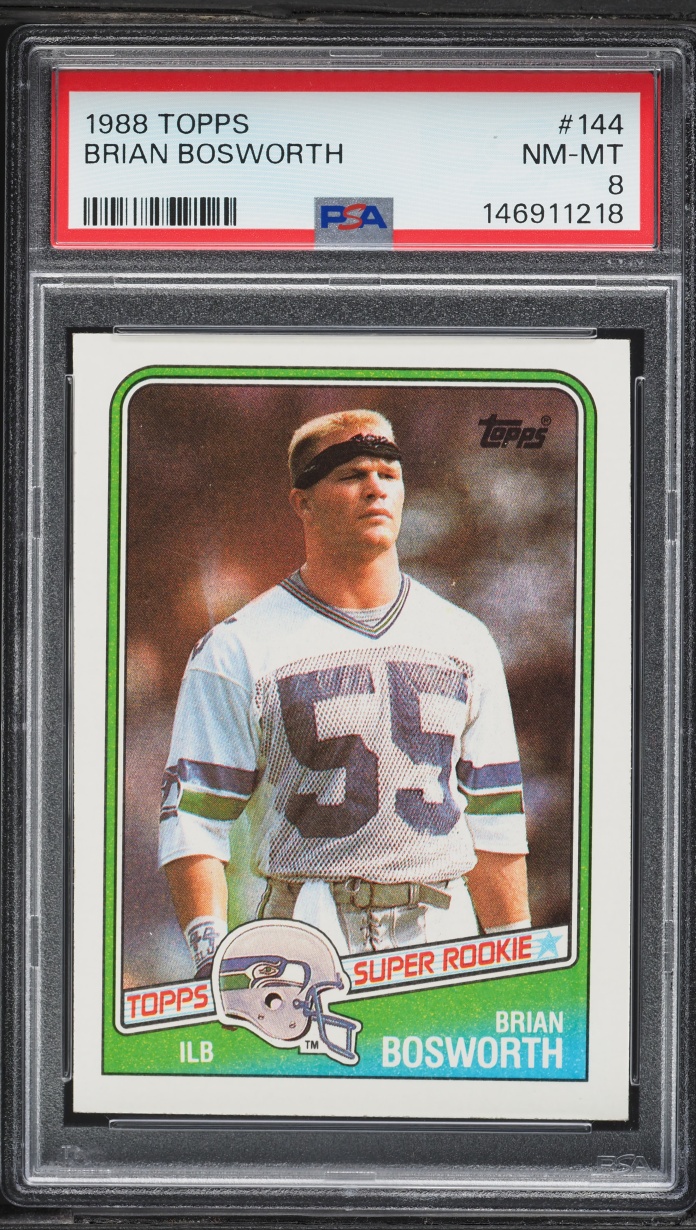 1988 Topps Football Brian Bosworth ROOKIE #144 PSA 8 NM-MT