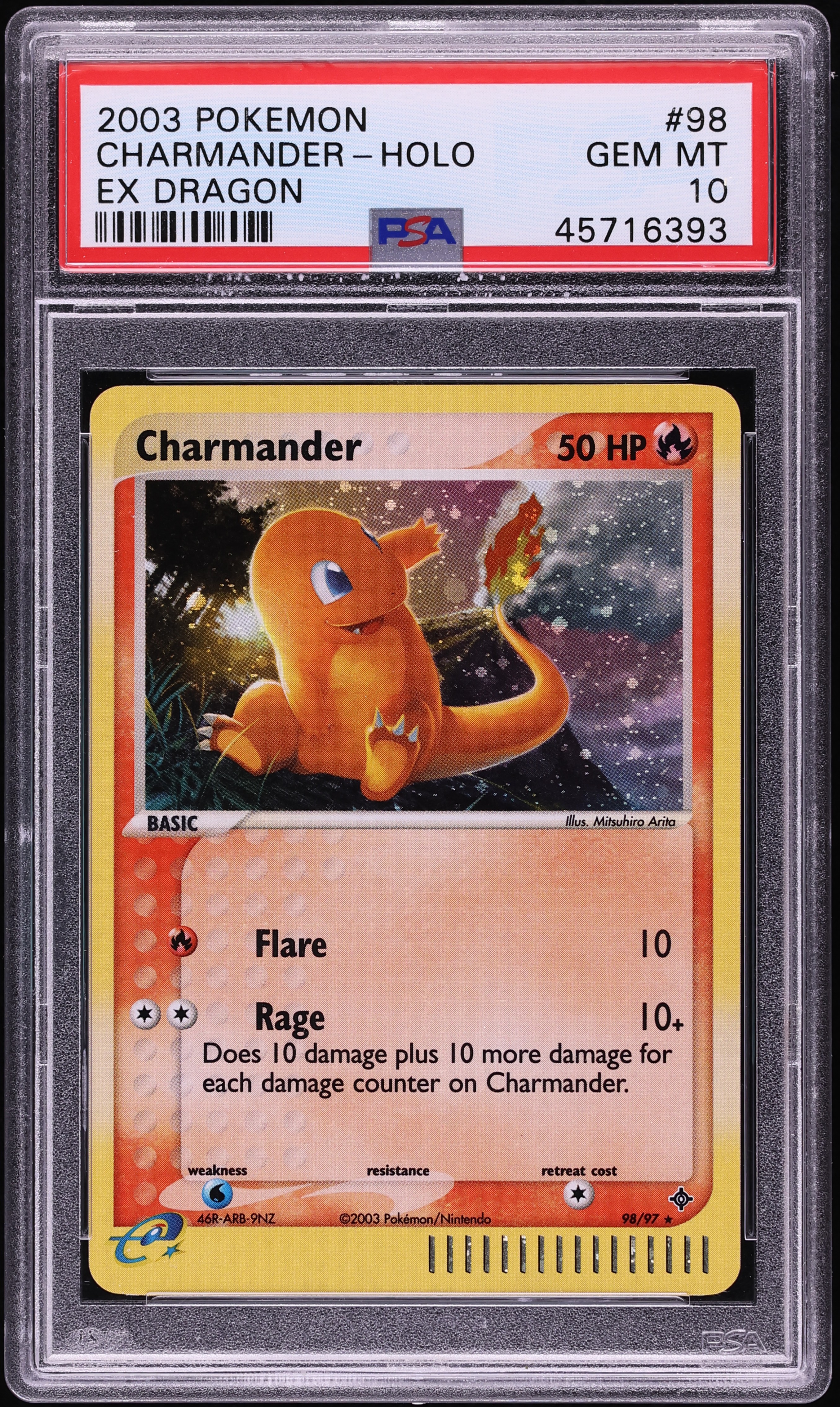 2003 Pokemon EX Dragon Holo Charmander #98 PSA 10 GEM MINT