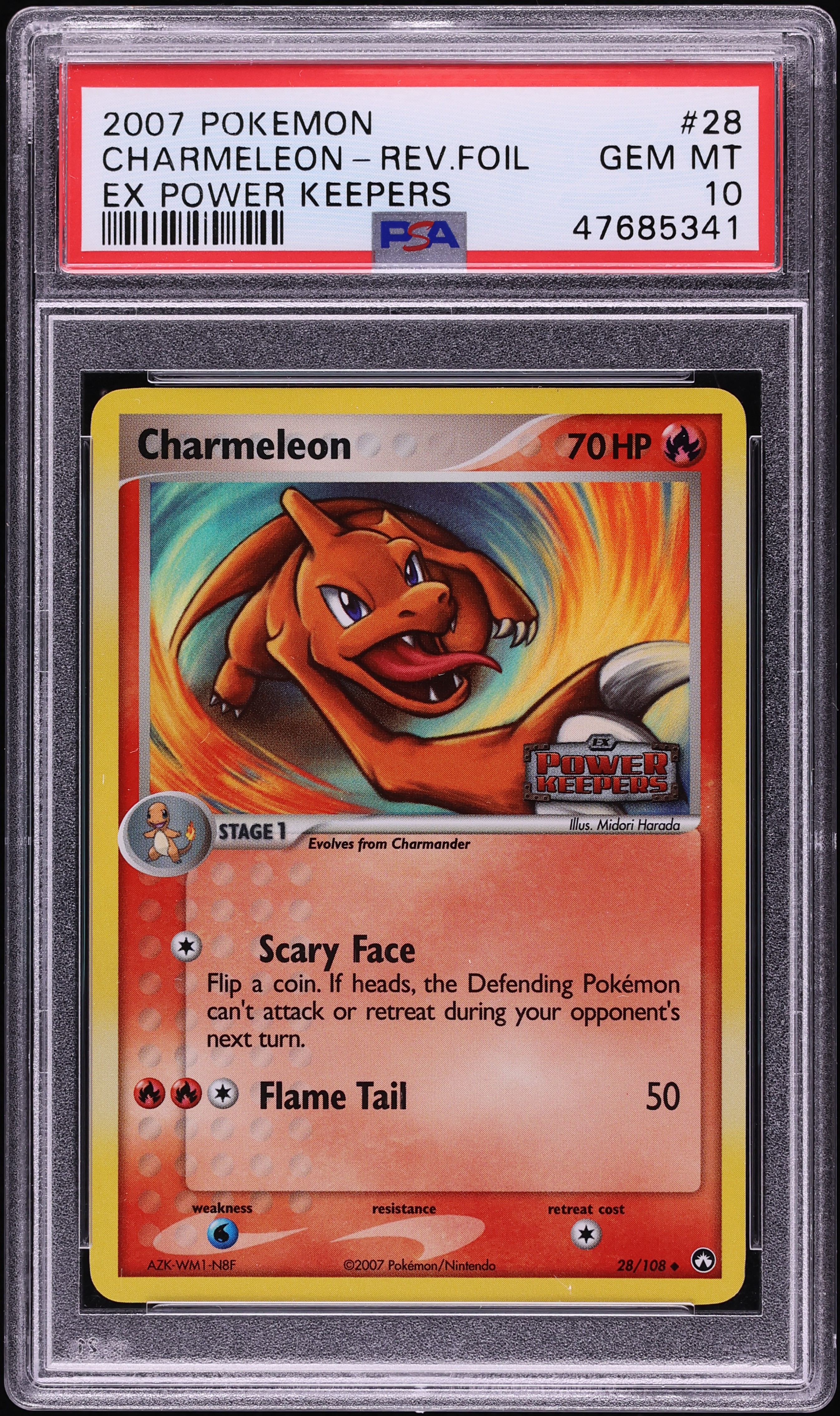 2007 Pokemon EX Power Keepers Reverse Holo Charmeleon #28 PSA 10 GEM MINT
