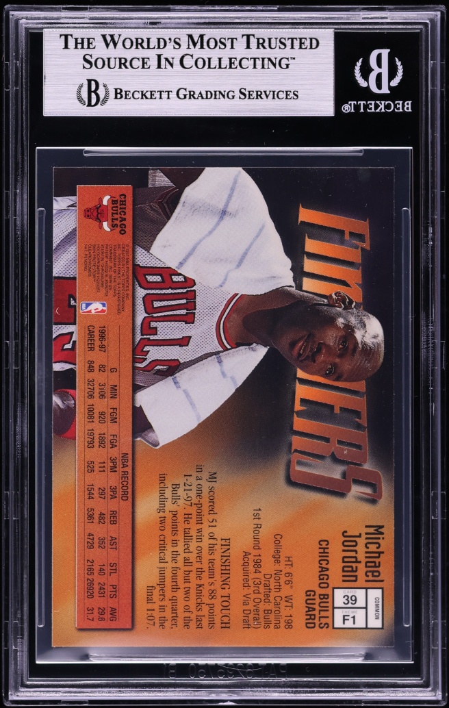1997 Finest Basketball w/ Coating Michael Jordan #39 BGS 8.5 NM-MT+