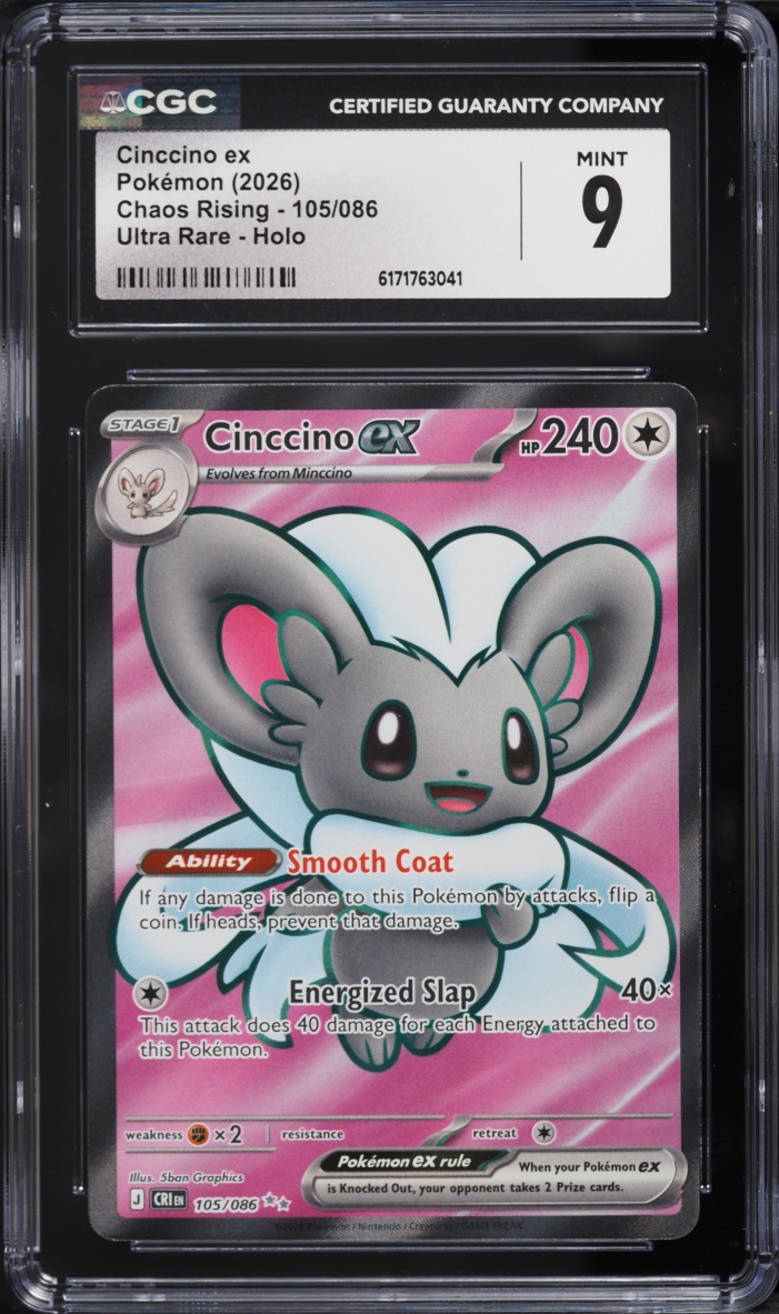 2026 Pokemon Mega Evolution Chaos Rising Full Art Cinccino Ex #105 CGC 9 MINT