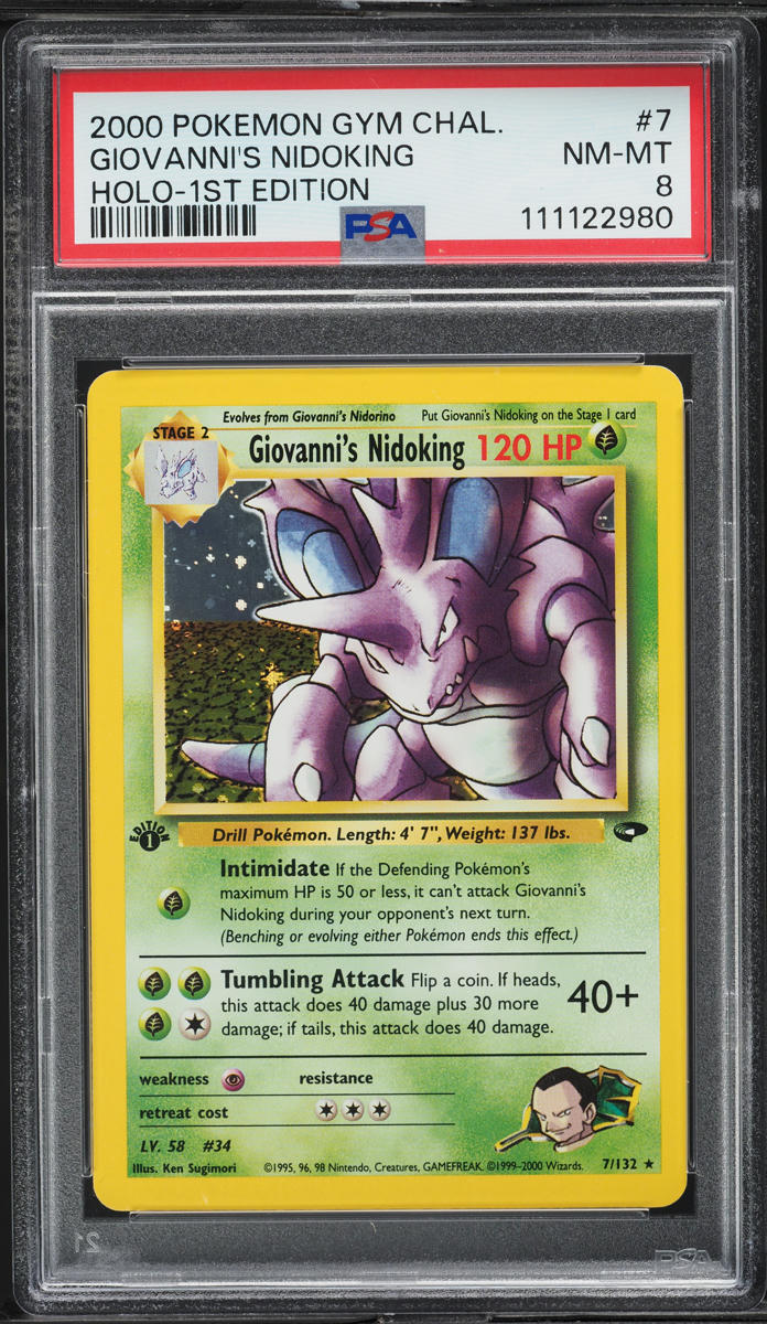2000 Pokemon Gym Challenge 1st Edition Holo Giovanni's Nidoking #7 PSA 8 NM-MT
