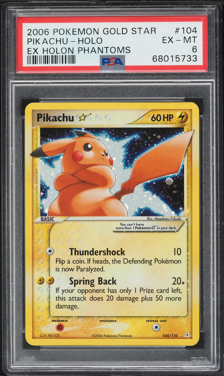2006 Pokemon EX Holon Phantoms Holo Pikachu Gold Star #104 PSA 6 EXMT