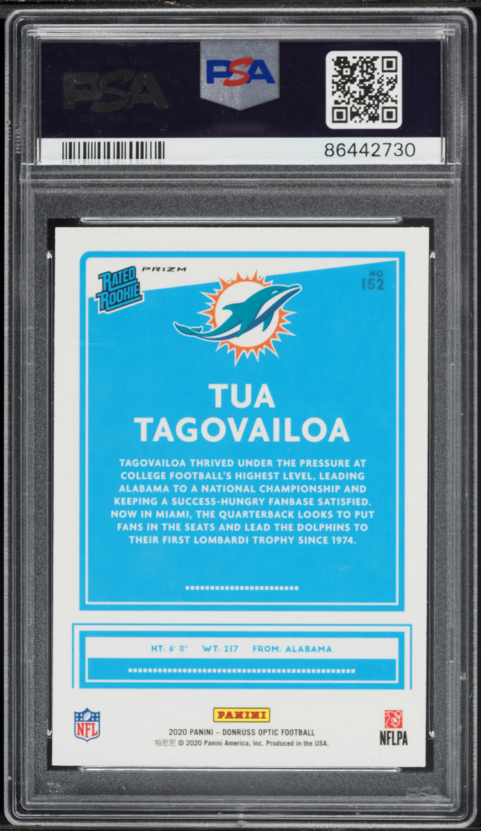 2020 Donruss Optic Blue Hyper Tua Tagovailoa ROOKIE #152 PSA 10 GEM MINT