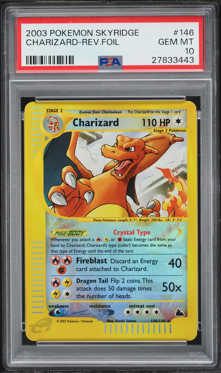 2003 Pokemon Skyridge Reverse Holo Crystal Charizard #146 PSA 10 GEM MINT
