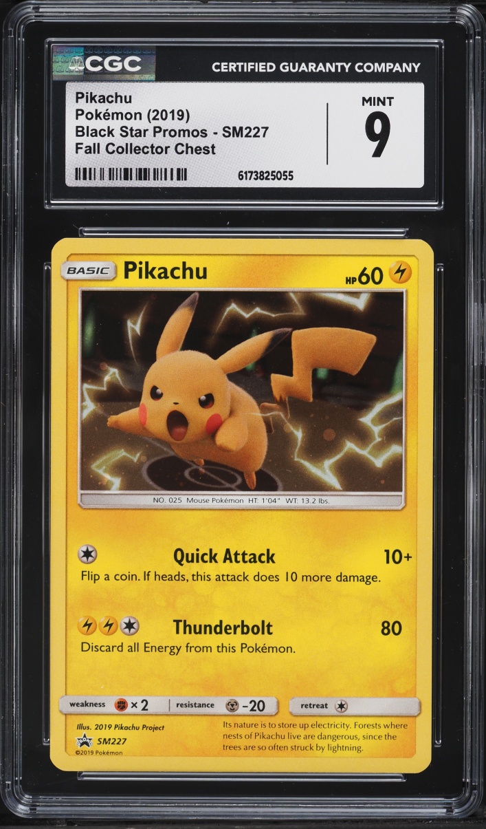 2019 Pokemon Sun & Moon Black Star Promo Fall '19 Chest Holo Pikachu #SM227 CGC 9 MINT
