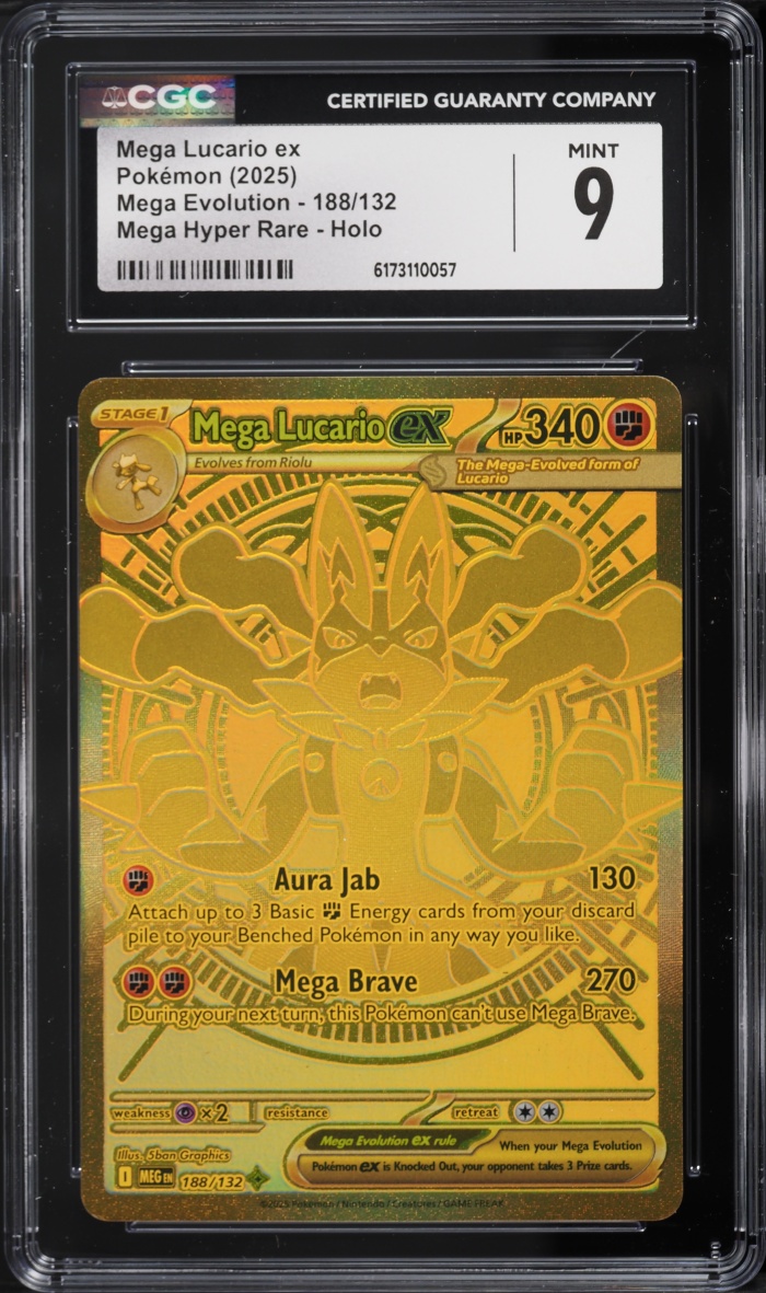 2025 Pokemon Mega Evolution MHR Mega Lucario ex #188 CGC 9 MINT