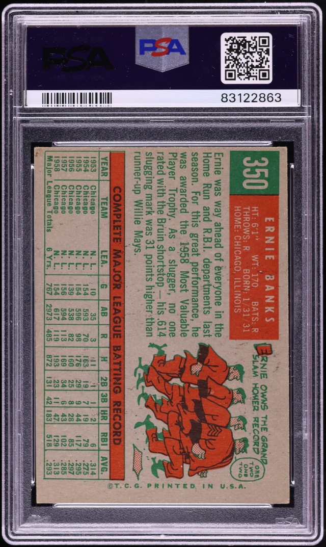 1959 Topps Ernie Banks #350 PSA 3 VG