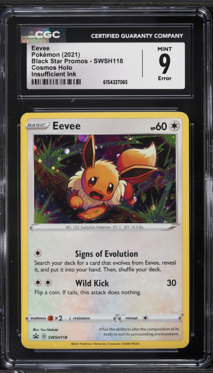 2021 Pokemon Sword & Shield Black Star Promo Cosmos Holo Eevee #SWSH118 CGC 9 MINT