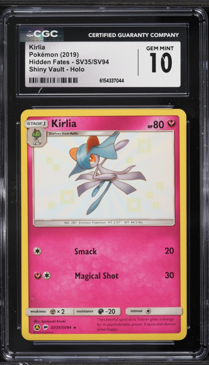 2019 Pokemon Sun & Moon Hidden Fates Vault Shiny Holo Kirlia #SV35 CGC 10 GEM MINT