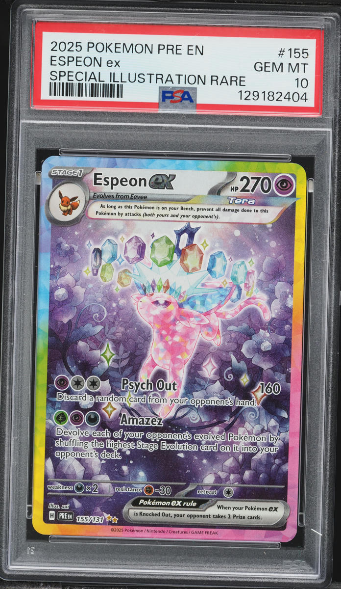 2025 Pokemon Scarlet & Violet Prismatic Evolutions SIR Espeon ex #155 PSA 10 GEM MINT