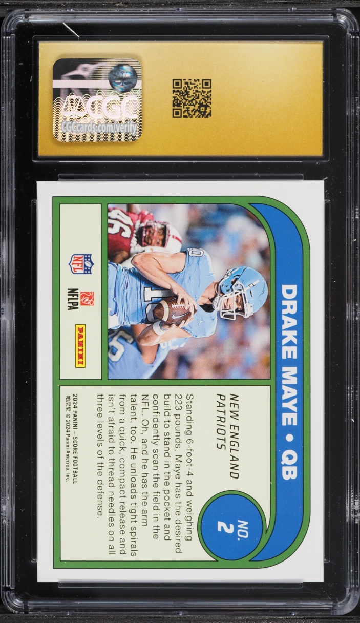 2024 Score Protential Drake Maye ROOKIE #2 CGC 10 PRISTINE