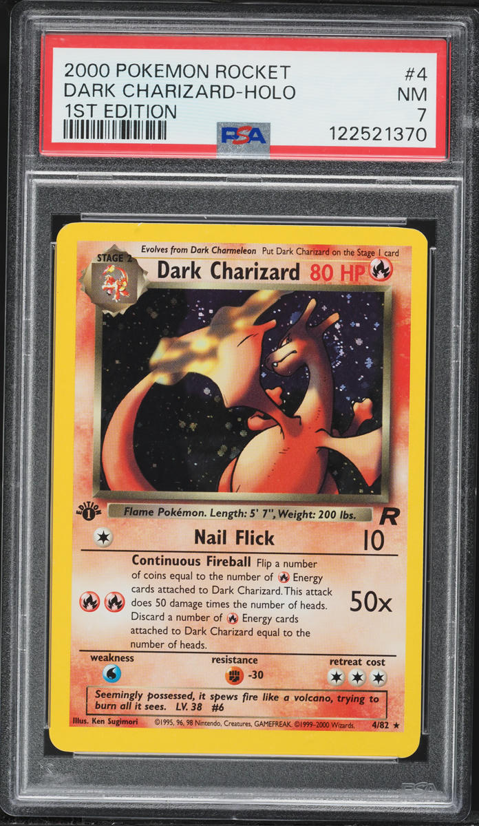2000 Pokemon Team Rocket 1st Edition Holo Dark Charizard #4 PSA 7 NRMT