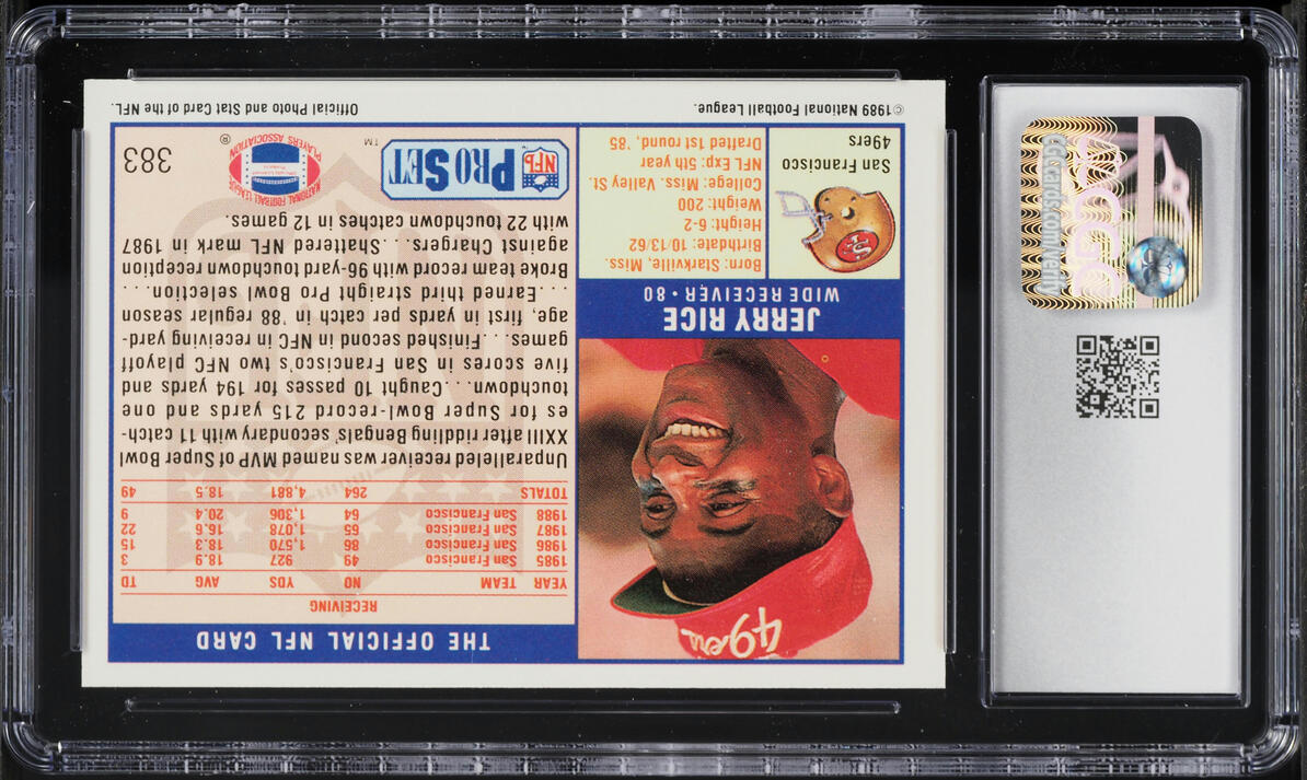1989 Pro Set Football Jerry Rice #383 CGC 9 MINT