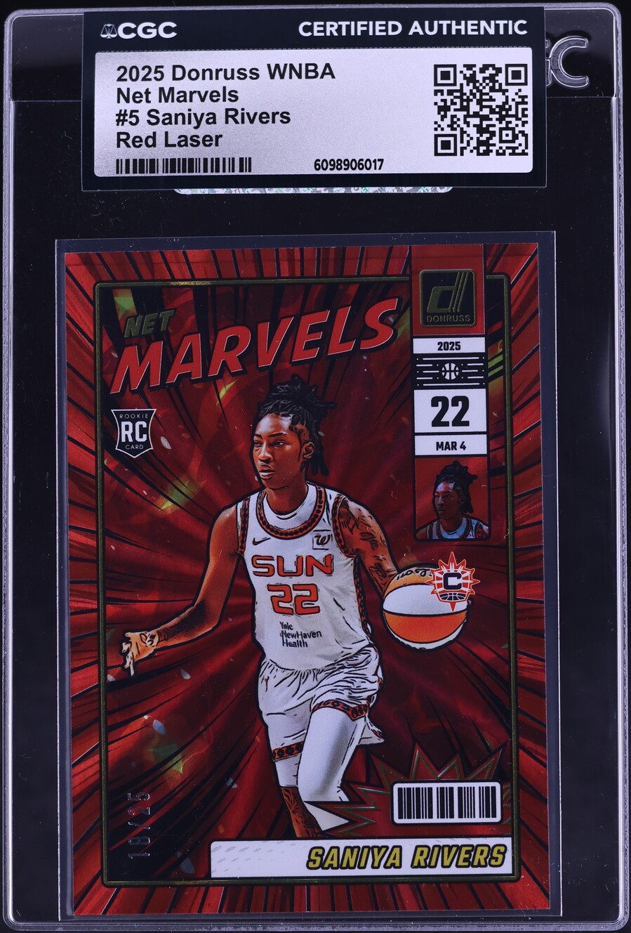 2025 Donruss WNBA Net Marvels Red Laser Saniya Rivers ROOKIE /25 #5 CGC ...