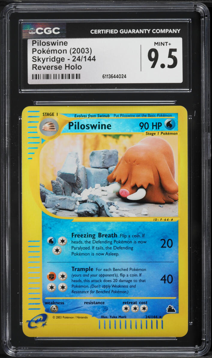 2003 Pokemon Skyridge Reverse Holo Piloswine #24 CGC 9.5 MINT+