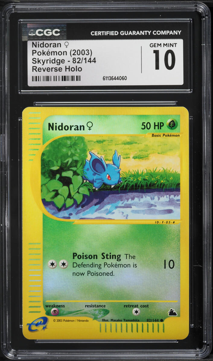 2003 Pokemon Skyridge Reverse Holo Nidoran #82 CGC 10 GEM MINT
