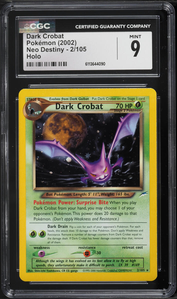 2002 Pokemon Neo Destiny Holo Dark Crobat #2 CGC 9 MINT