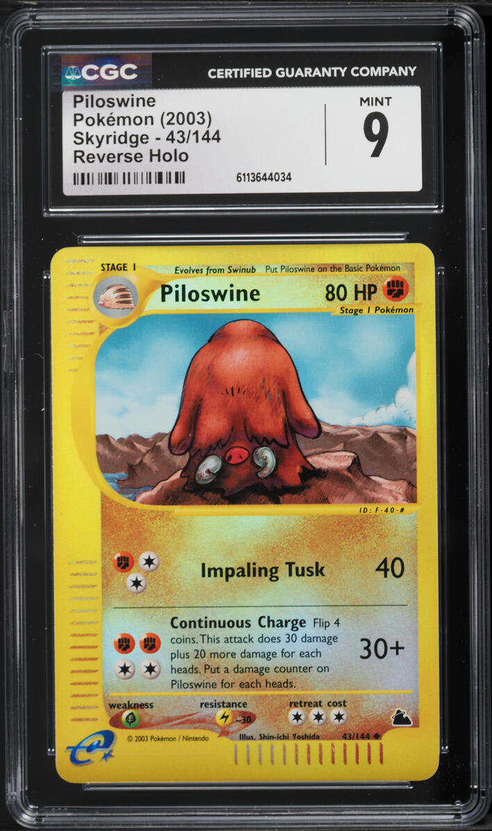 2003 Pokemon Skyridge Reverse Holo Piloswine #43 CGC 9 MINT