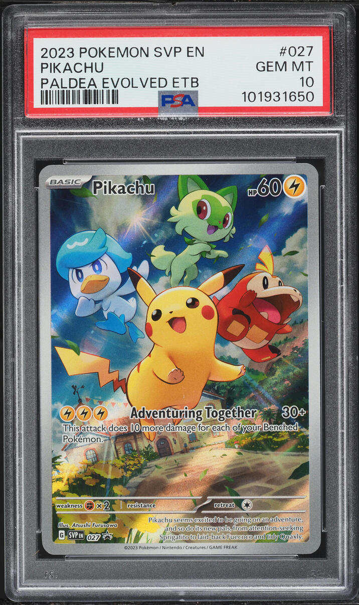 2023 Pokemon Scarlet & Violet Promo Paldea Evolved ETB Full Art Pikachu #27 PSA 10 GEM MINT