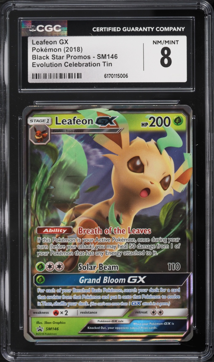 2018 Pokemon Sun & Moon Promo Evolution Celebration Tin Leafeon GX #SM146 CGC 8 NM-MT