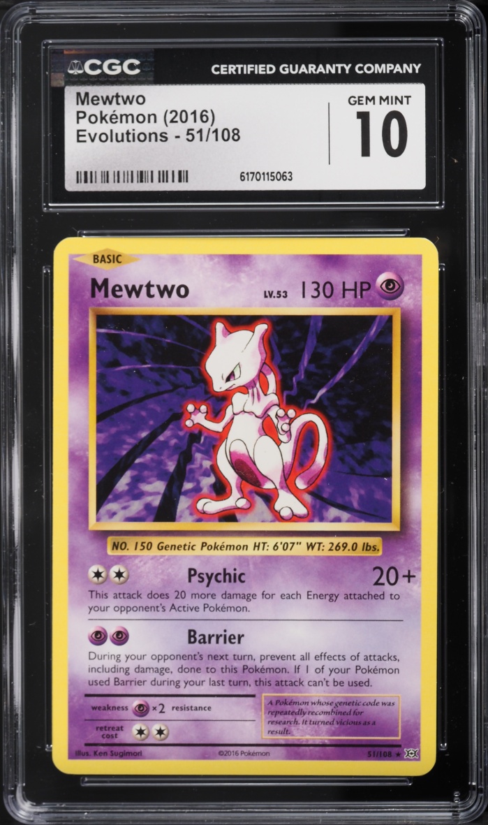 2016 Pokemon XY Evolutions Mewtwo #51 CGC 10 GEM MINT