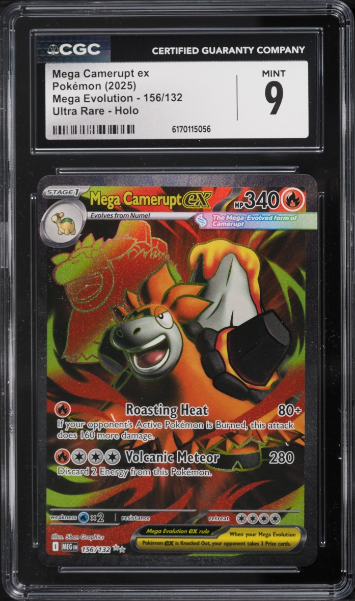 2025 Pokemon Mega Evolution Full Art Mega Camerupt Ex #156 CGC 9 MINT