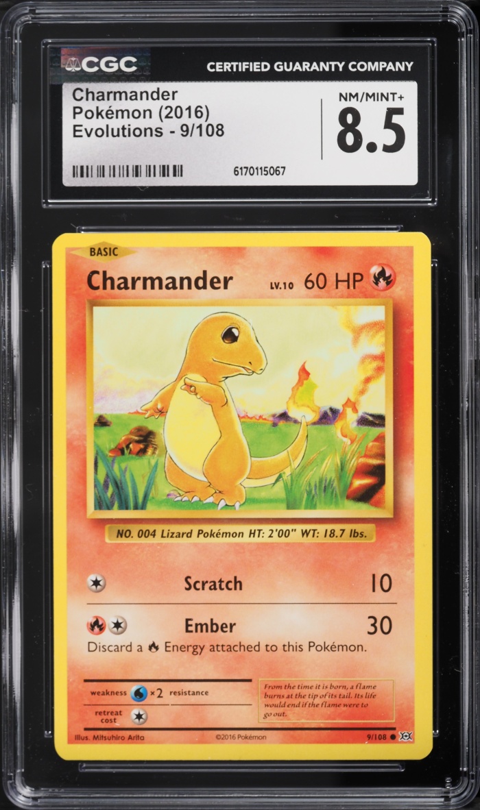 2016 Pokemon XY Evolutions Charmander #9 CGC 8.5 NM-MT+