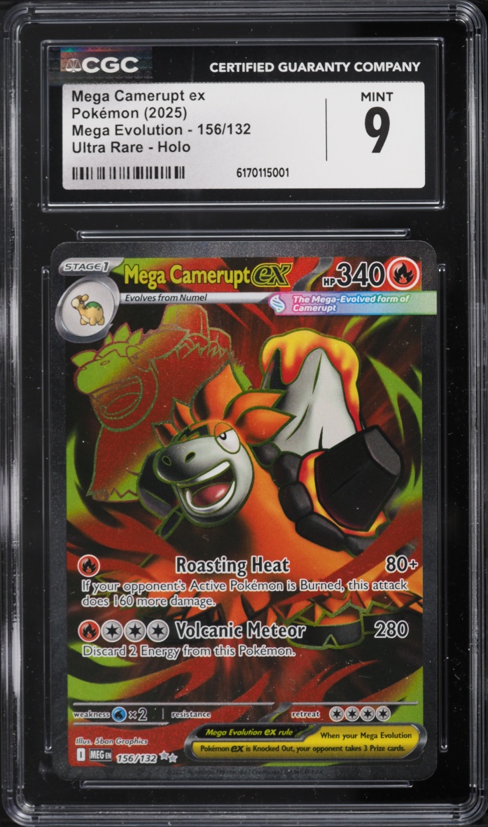 2025 Pokemon Mega Evolution Full Art Mega Camerupt ex #156 CGC 9 MINT