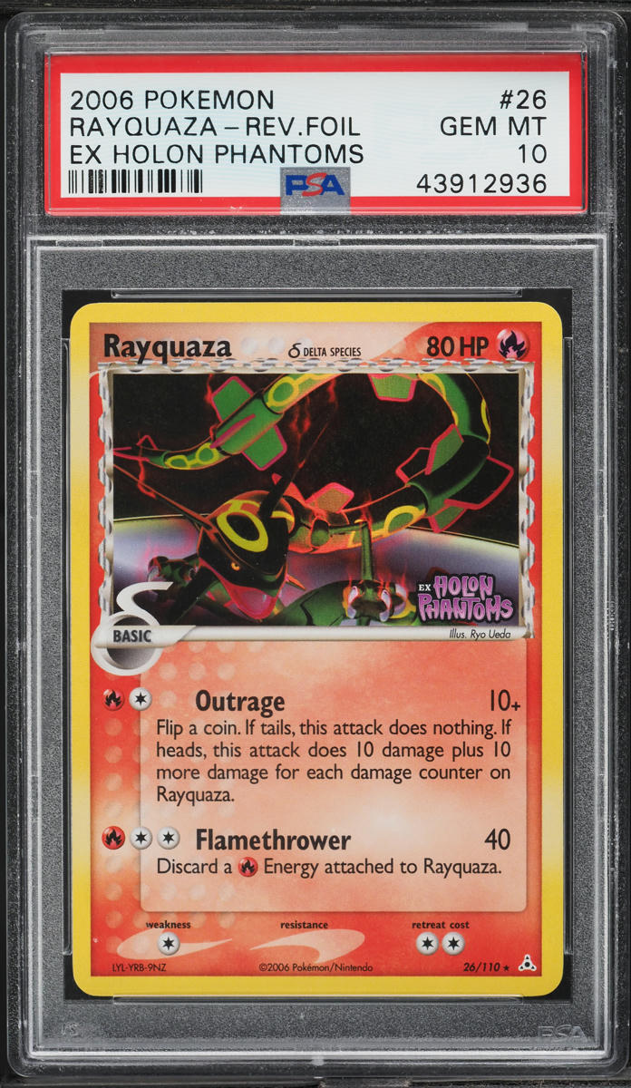 2006 Pokemon EX Holon Phantoms Reverse Holo Rayquaza #26 PSA 10 GEM MINT