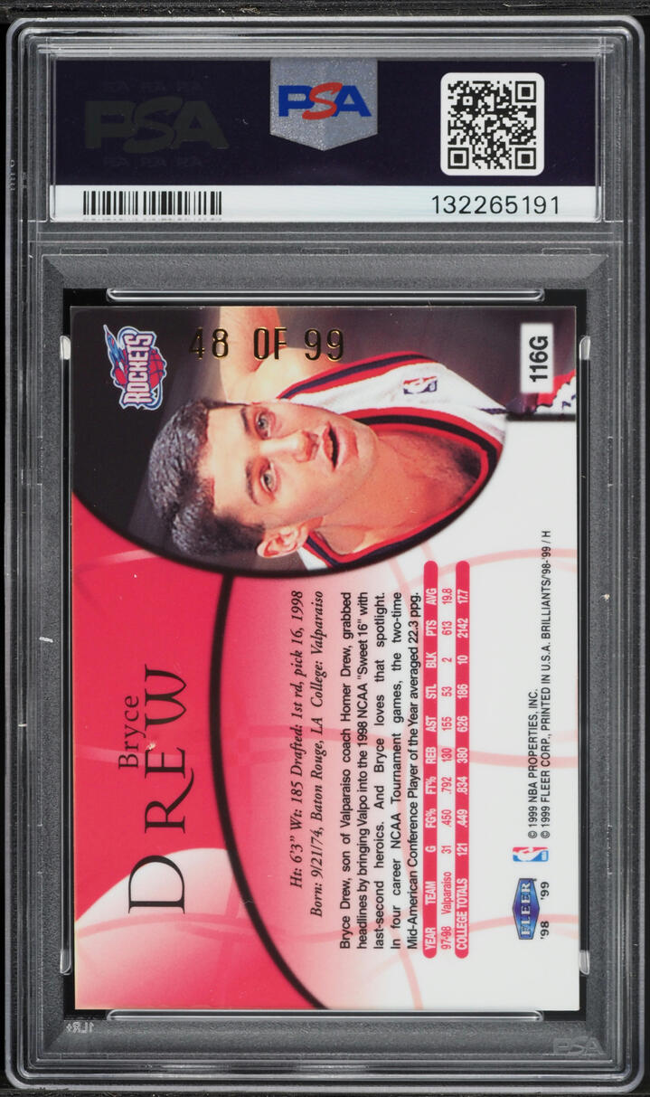 1998 Fleer Brilliants Gold Bryce Drew ROOKIE /99 #116G PSA 7 NRMT