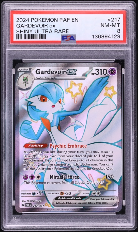 2024 Pokemon Scarlet & Violet Paldean Fates Full Art Gardevoir ex #217 PSA 8 NM-MT