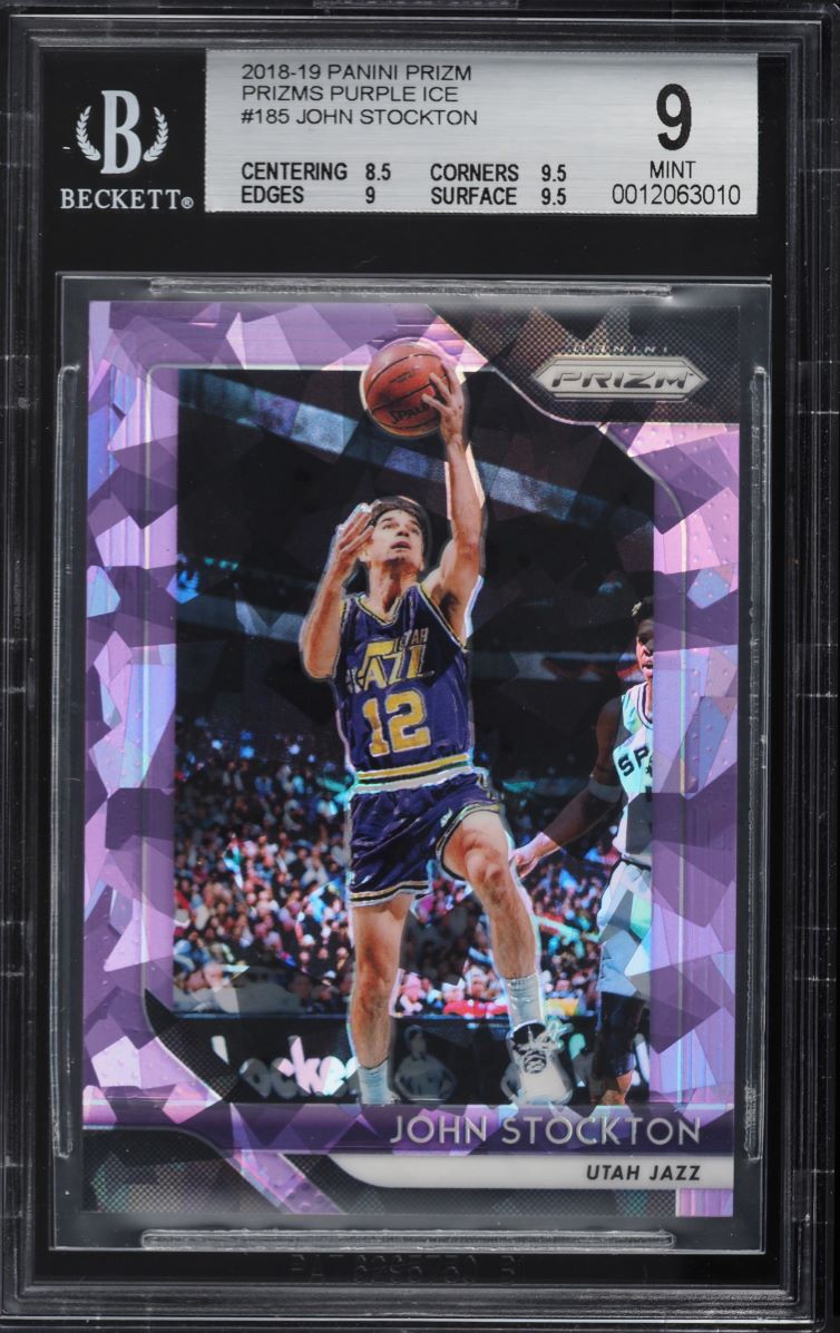 2018 Panini Prizm Purple Ice Prizms John Stockton /149 #185 BGS 9 MINT
