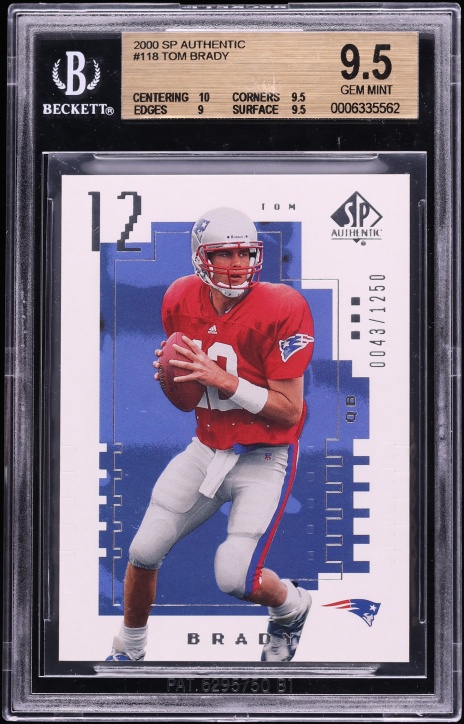 2000 SP Authentic Tom Brady ROOKIE /1250 #118 BGS 9.5 GEM MINT