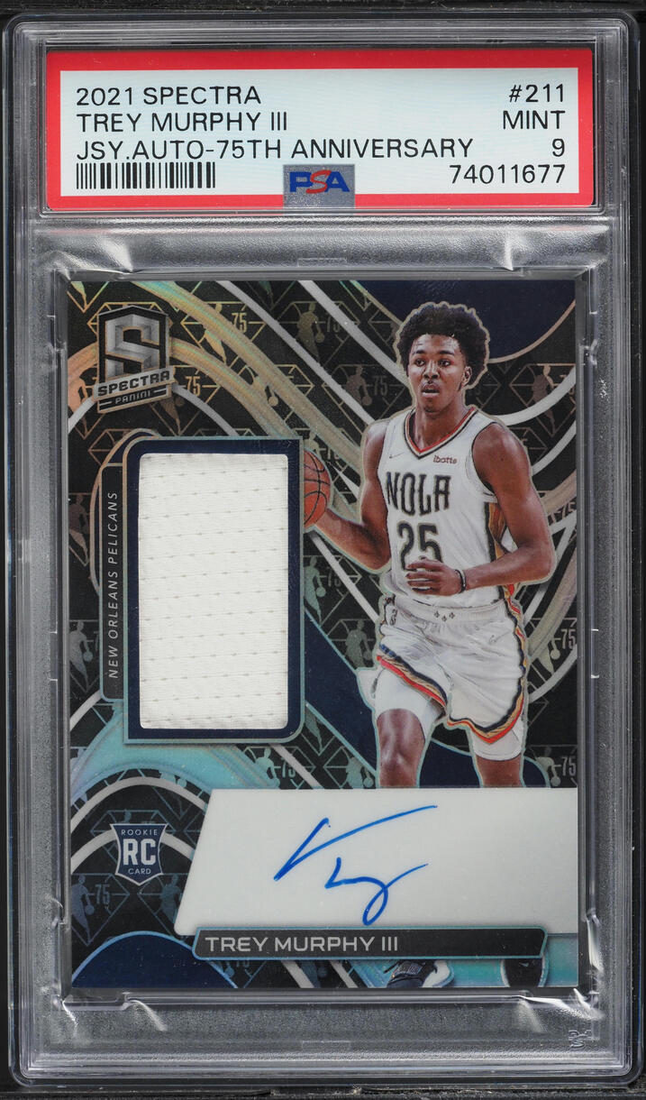 2021 Panini Spectra 75th Anniversary Trey Murphy III ROOKIE PATCH AUTO /75 PSA 9 - Main Image