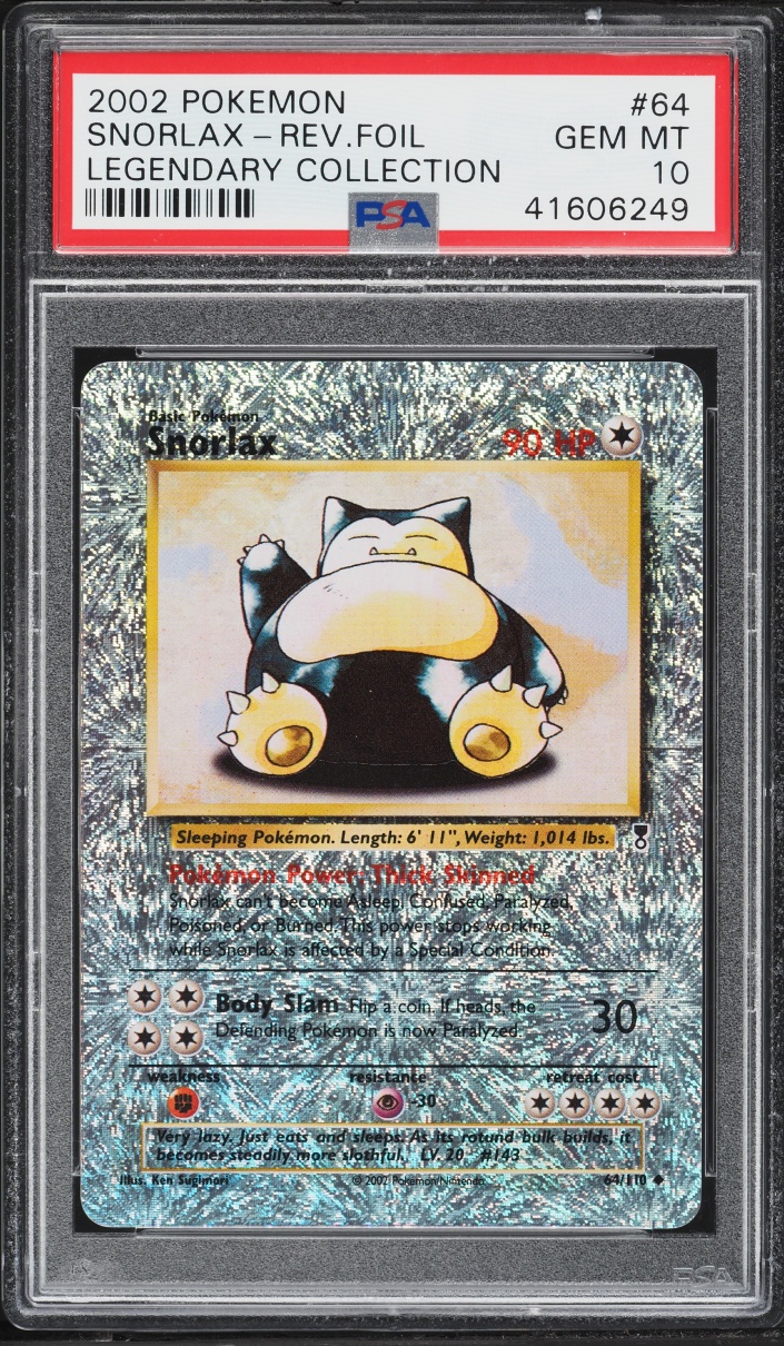 2002 Pokemon Legendary Collection Reverse Holo Snorlax #64 PSA 10 GEM MINT