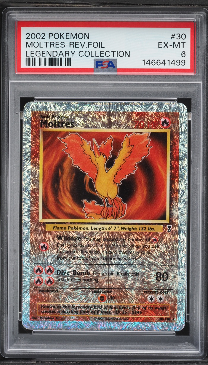 2002 Pokemon Legendary Collection Reverse Holo Moltres #30 PSA 6 EXMT
