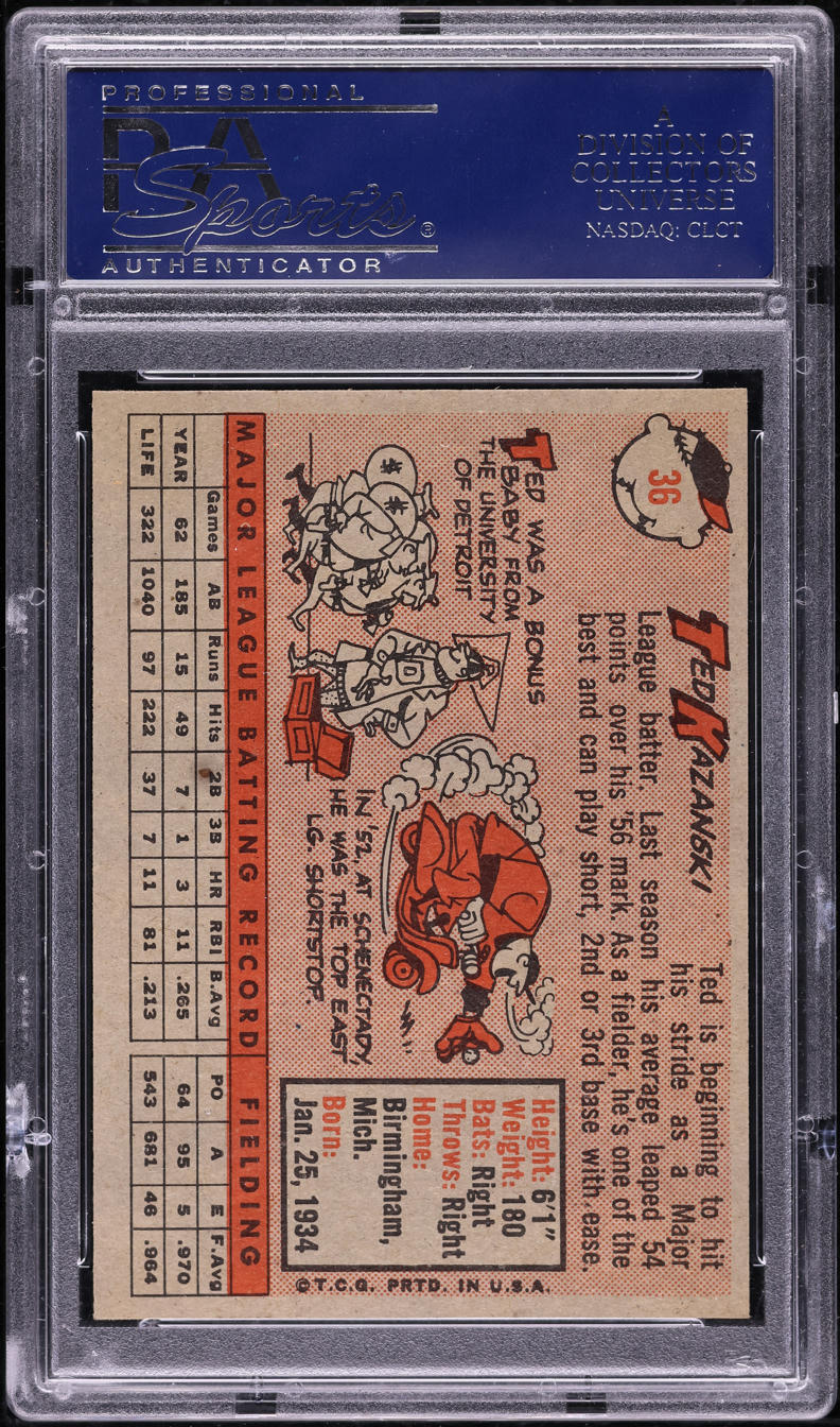 1958 Topps Ted Kazanski #36 PSA 8 NM-MT