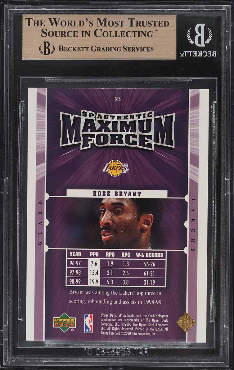 1999 SP Authentic Maximum Force Kobe Bryant #M8 BGS 9.5 GEM MINT