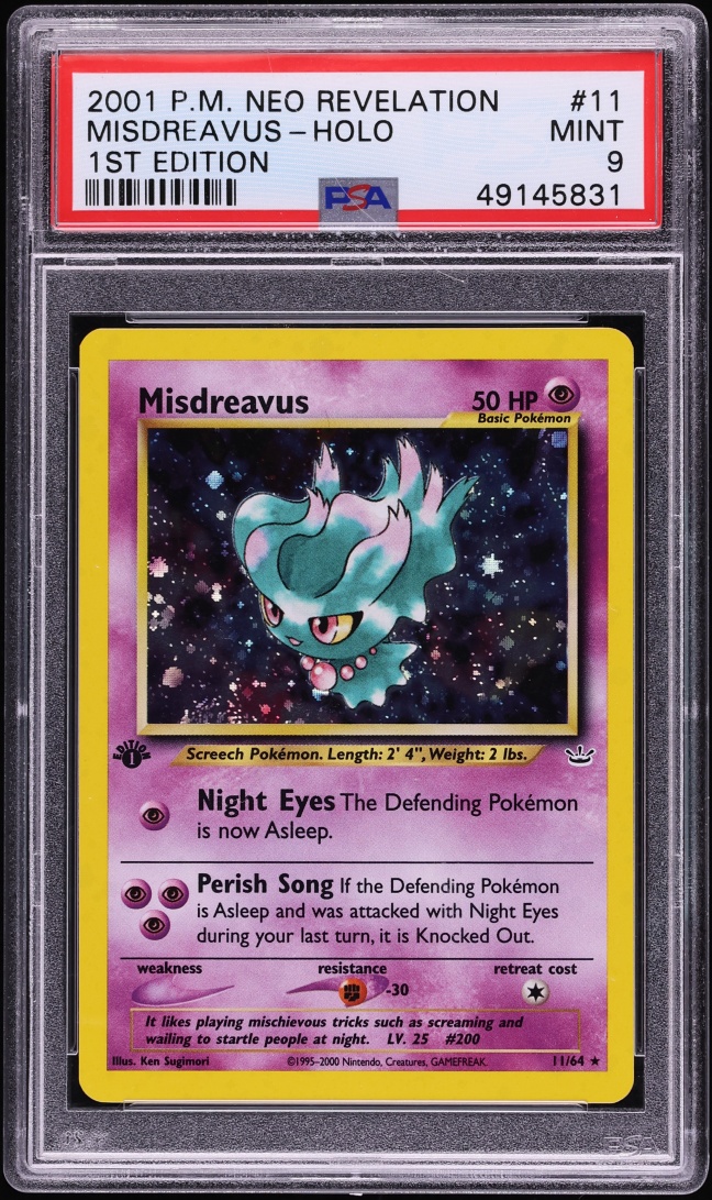 2001 Pokemon Neo Revelation 1st Edition Holo Misdreavus #11 PSA 9 MINT