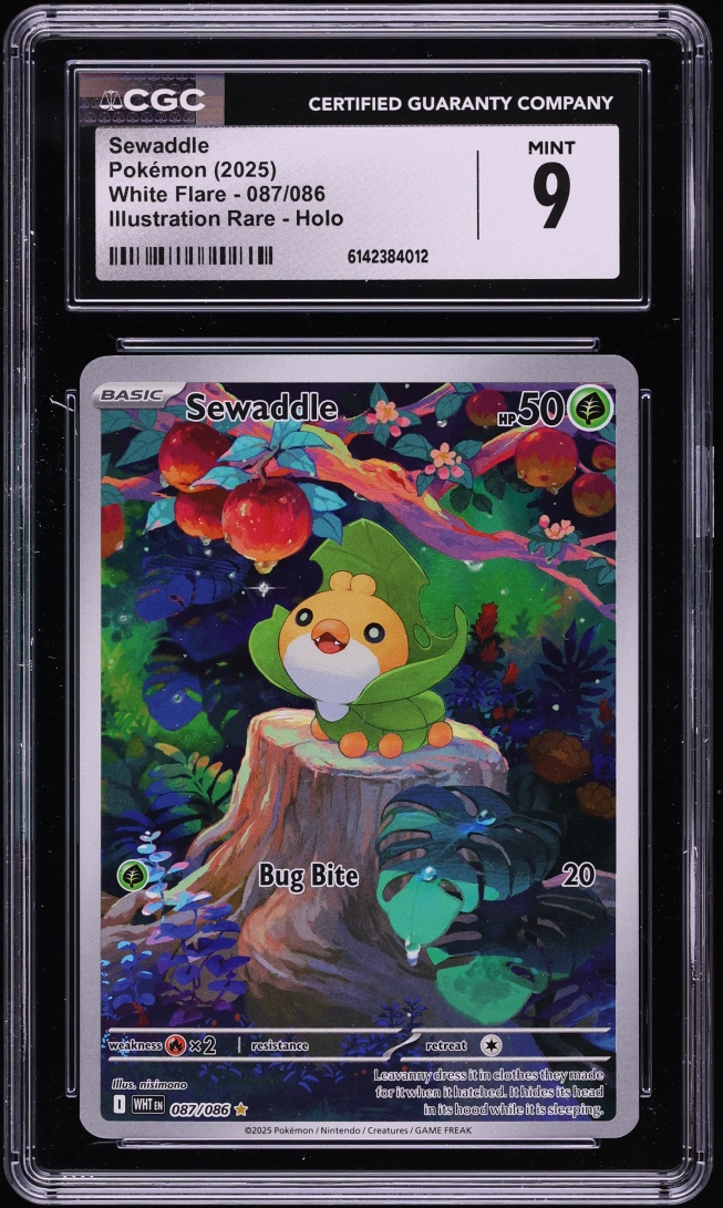 2025 Pokemon Scarlet & Violet White Flare IR Sewaddle #87 CGC 9 MINT