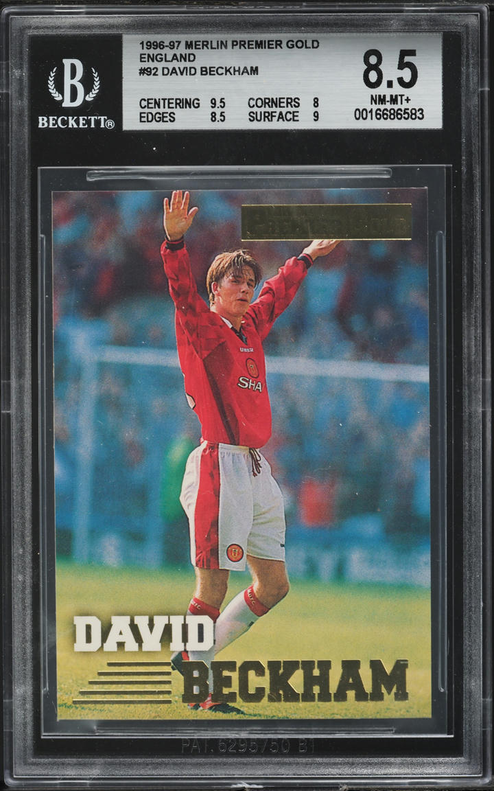 1996 Merlin Premier Gold England David Beckham ROOKIE #92 BGS 8.5 NM ...