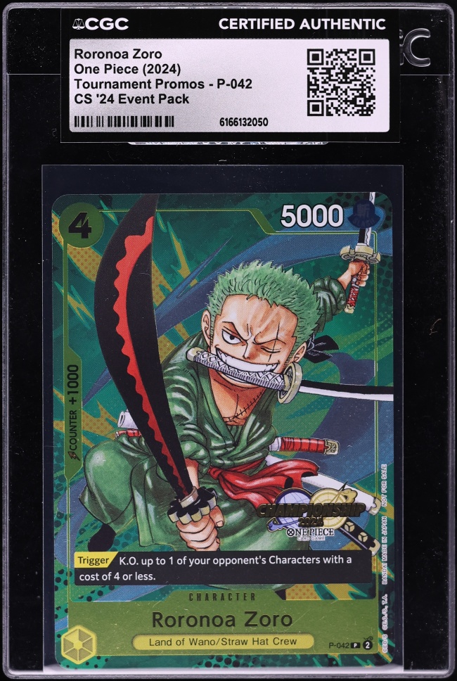 2024 One Piece Tournament Promo Championship '24 Event Pack Roronoa Zoro #P-042 CGC AUTH