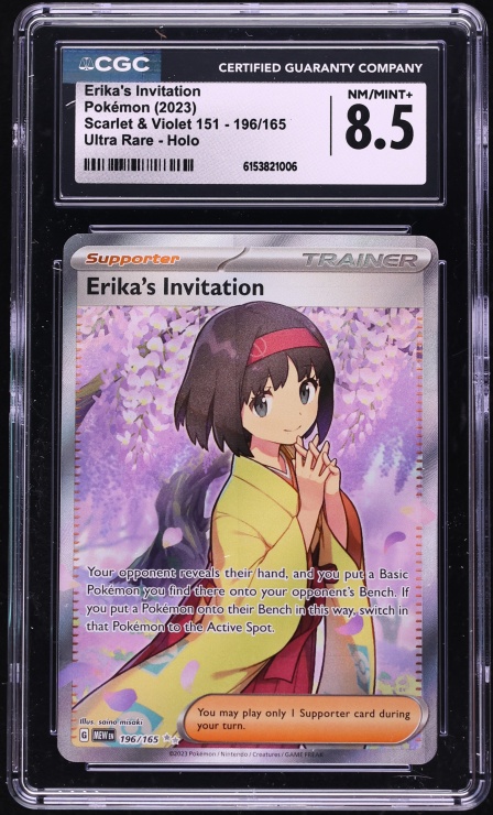 2023 Pokemon Scarlet & Violet 151 Full Art Erika's Invitation #196 CGC 8.5 NM-MT+