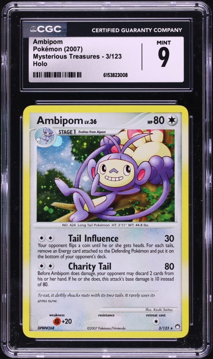 2007 Pokemon Diamond & Pearl Mysterious Treasures Holo Ambipom #3 CGC 9 MINT
