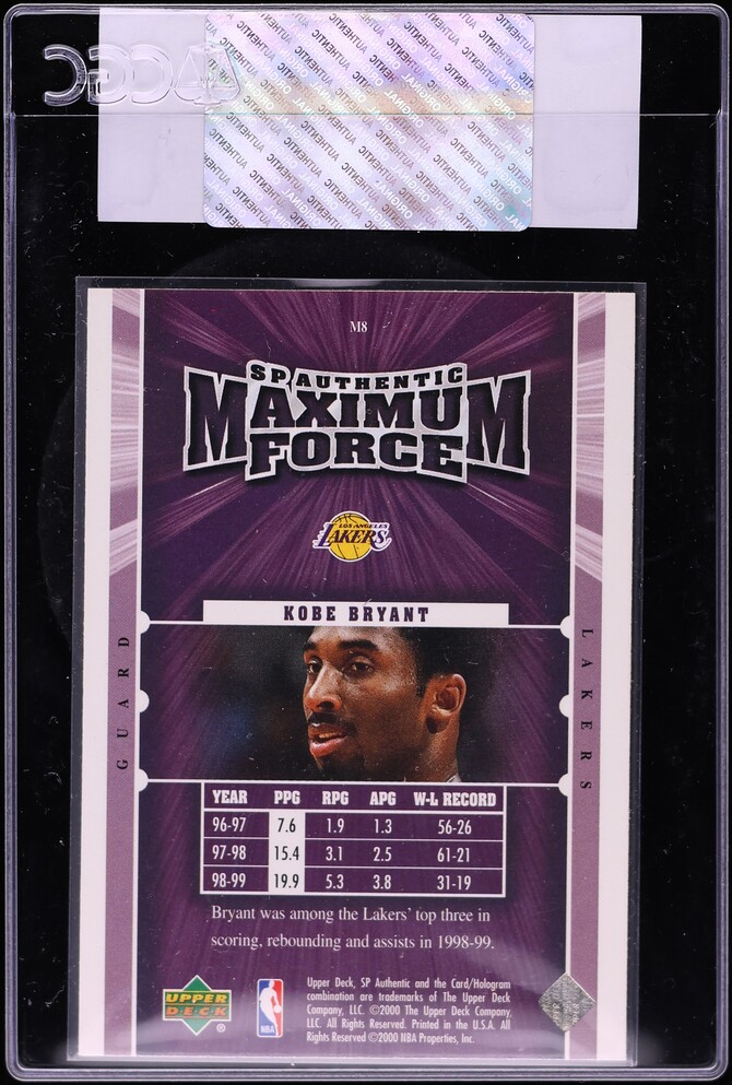 1999 SP Authentic Maximum Force Kobe Bryant #M8 CGC AUTH