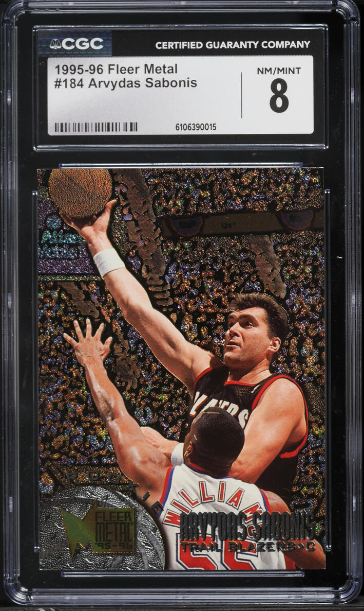 1995 Metal Basketball Arvydas Sabonis ROOKIE #184 CGC 8 NM-MT